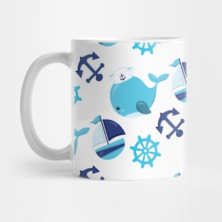 Pattern Of Whales, Cute Whales, Blue Whales Mug